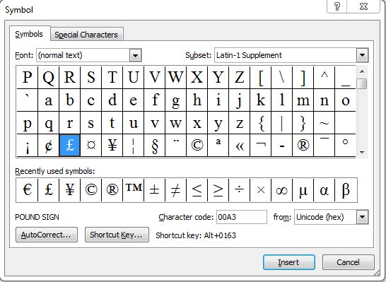 Special Characters